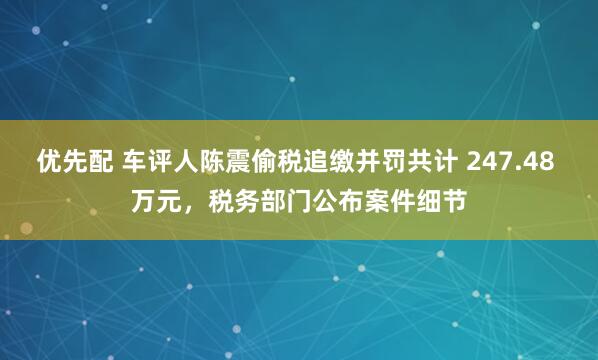 优先配 车评人陈震偷税追缴并罚共计 247.48 万元，税务部门公布案件细节